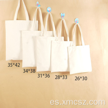 Bolsas de asas rectangulares personalizadas reutilizables orgánicas blanquecinas